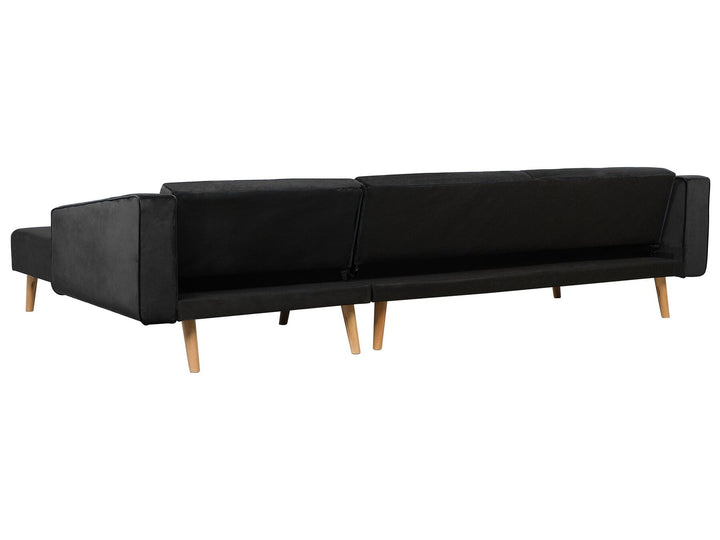 Vadso Left Hand Velvet Corner Sofa Bed Black