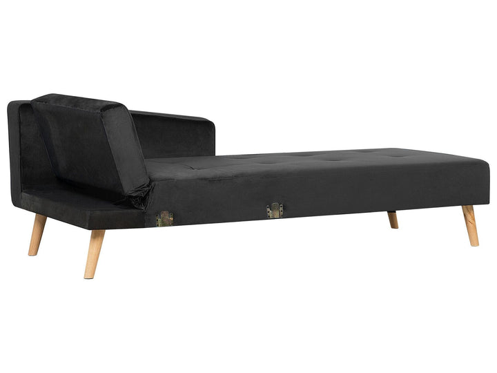 Vadso Left Hand Velvet Corner Sofa Bed Black