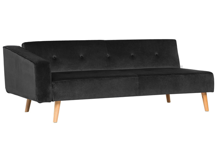 Vadso Left Hand Velvet Corner Sofa Bed Black