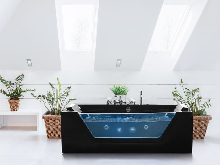 Whirlpool Bath with LED 1530 mm Black Samana