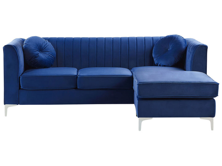 Timra Left Hand Velvet Corner Sofa Navy Blue