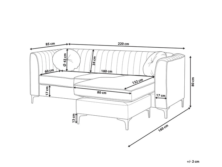 Timra Left Hand Velvet Corner Sofa Navy Blue