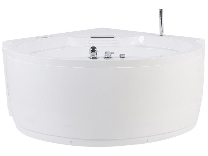 Whirlpool Corner Bath with LED and Bluetooth Speaker White Milano