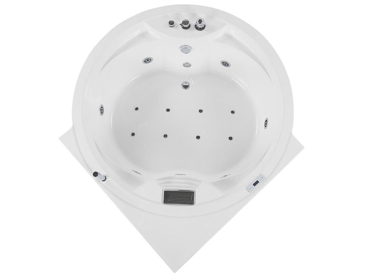 Whirlpool Corner Bath with LED and Bluetooth Speaker White Milano