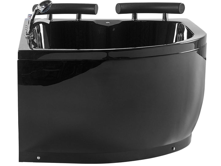 Left Hand Whirlpool Corner Bath with LED 1580 x 1130 mm Black Paradiso