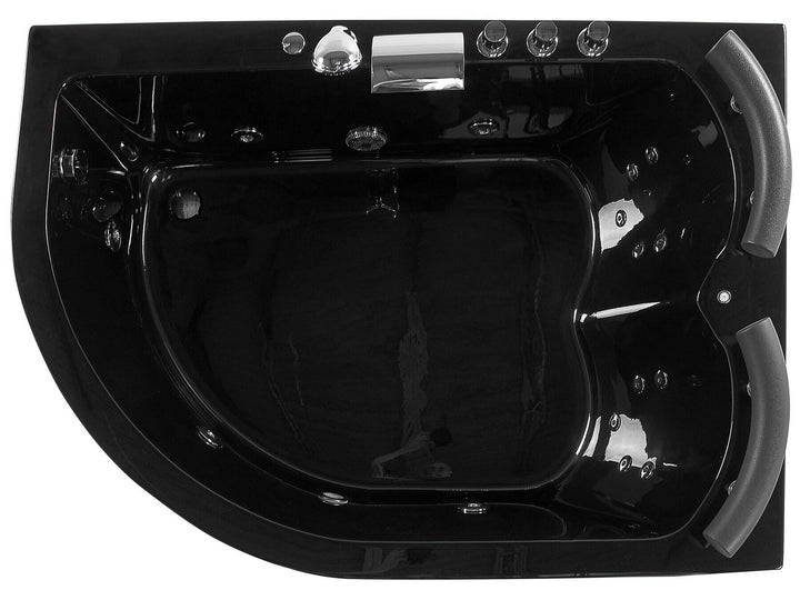 Left Hand Whirlpool Corner Bath with LED 1580 x 1130 mm Black Paradiso