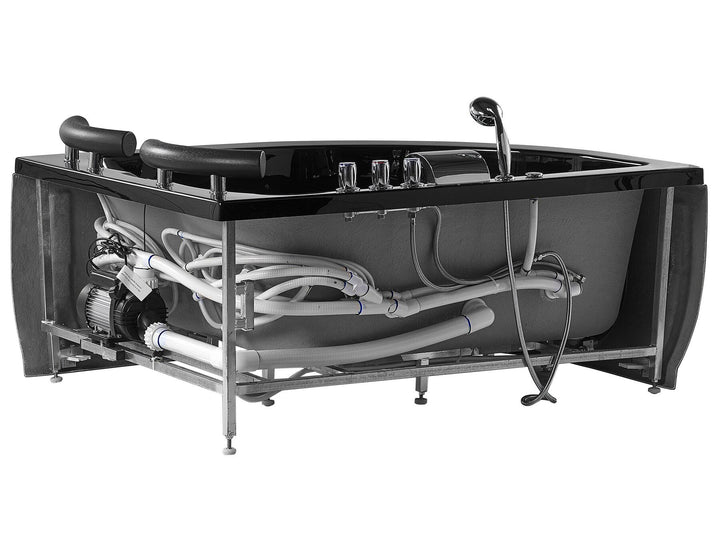 Left Hand Whirlpool Corner Bath with LED 1580 x 1130 mm Black Paradiso