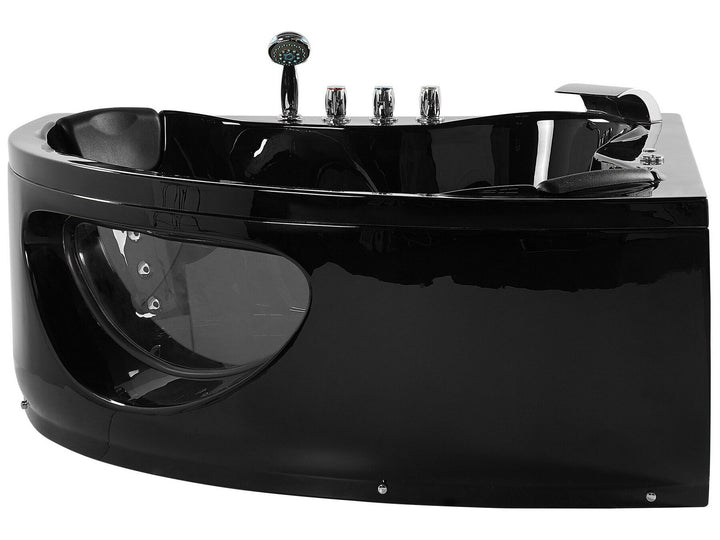 Whirlpool Corner Bath with LED 1900 x 1500 cm Black Tocoa