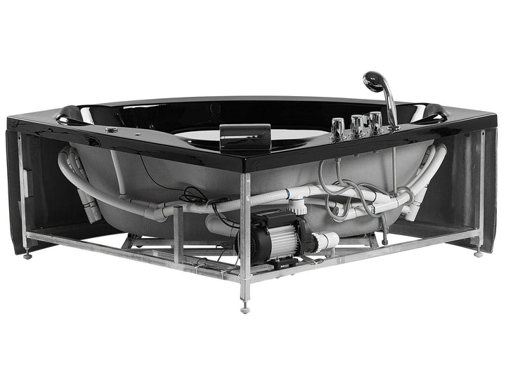 Whirlpool Corner Bath with LED 1900 x 1500 cm Black Tocoa