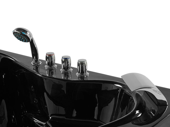 Whirlpool Corner Bath with LED 1900 x 1500 cm Black Tocoa