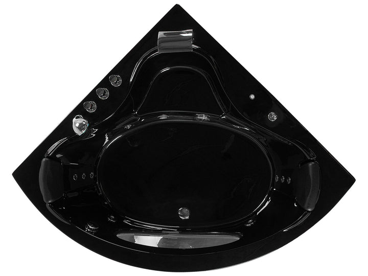 Whirlpool Corner Bath with LED 1900 x 1500 cm Black Tocoa