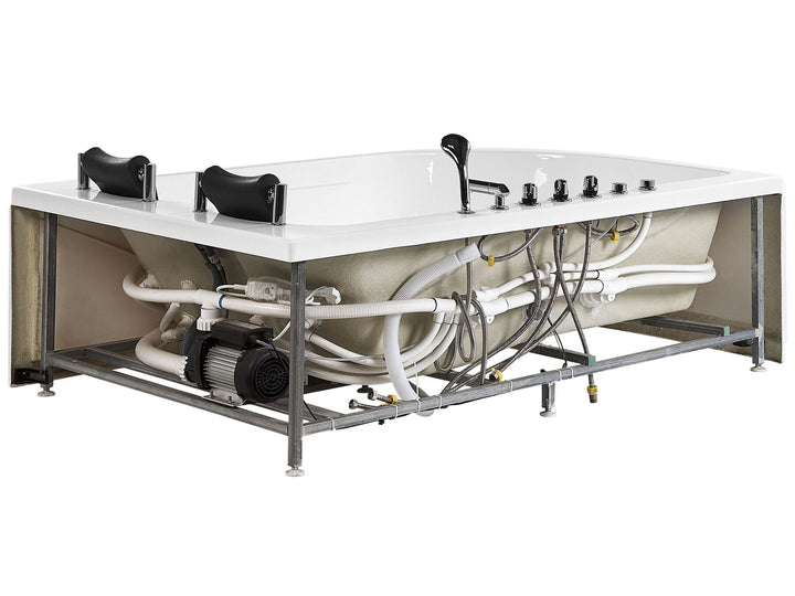 Left Hand Whirlpool Corner Bath with LED 1800 x 1200 mm White Calama
