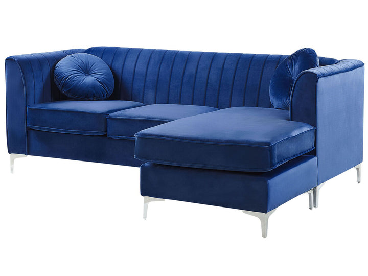 Timra Left Hand Velvet Corner Sofa Navy Blue