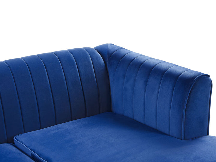 Timra Left Hand Velvet Corner Sofa Navy Blue