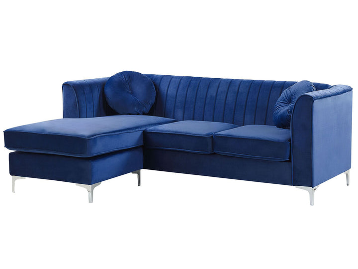 Timra Right Hand Velvet Corner Sofa Navy Blue