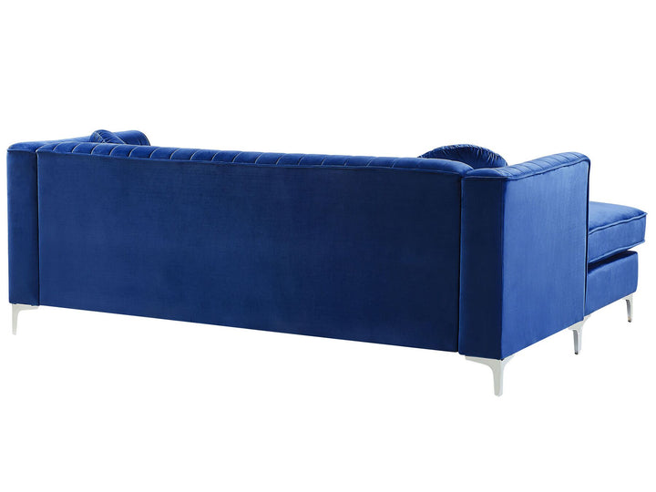 Timra Right Hand Velvet Corner Sofa Navy Blue