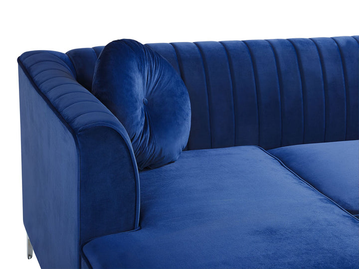 Timra Right Hand Velvet Corner Sofa Navy Blue