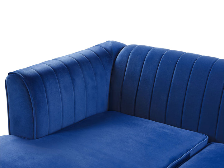 Timra Right Hand Velvet Corner Sofa Navy Blue