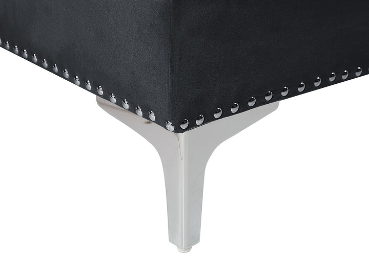 Flen Left Hand Velvet Corner Sofa Black