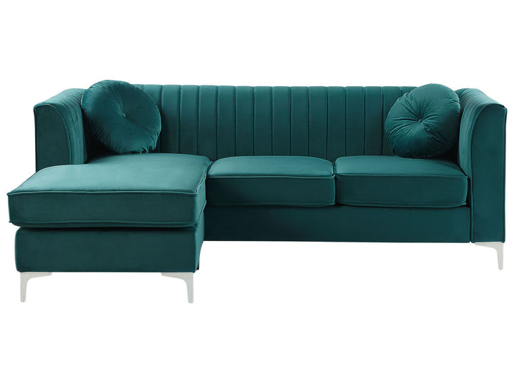 Timra Right Hand Velvet Corner Sofa Green