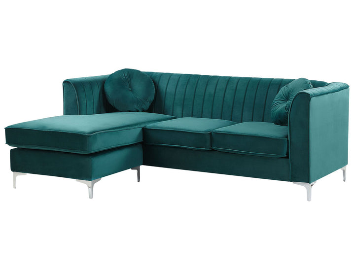 Timra Right Hand Velvet Corner Sofa Green