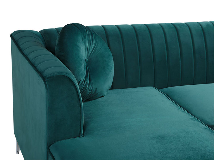 Timra Right Hand Velvet Corner Sofa Green