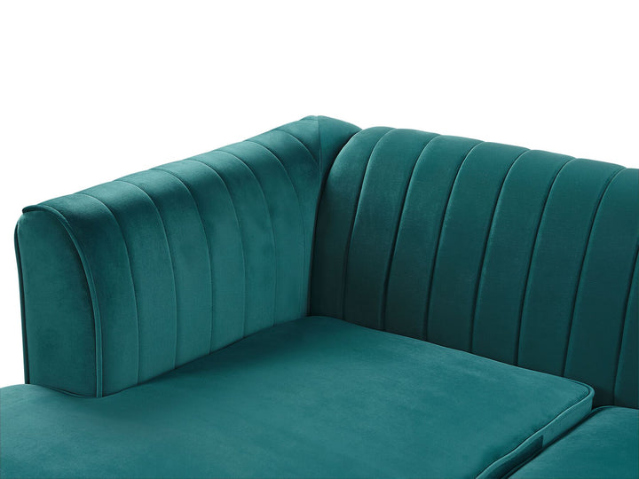 Timra Right Hand Velvet Corner Sofa Green