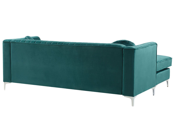 Timra Right Hand Velvet Corner Sofa Green