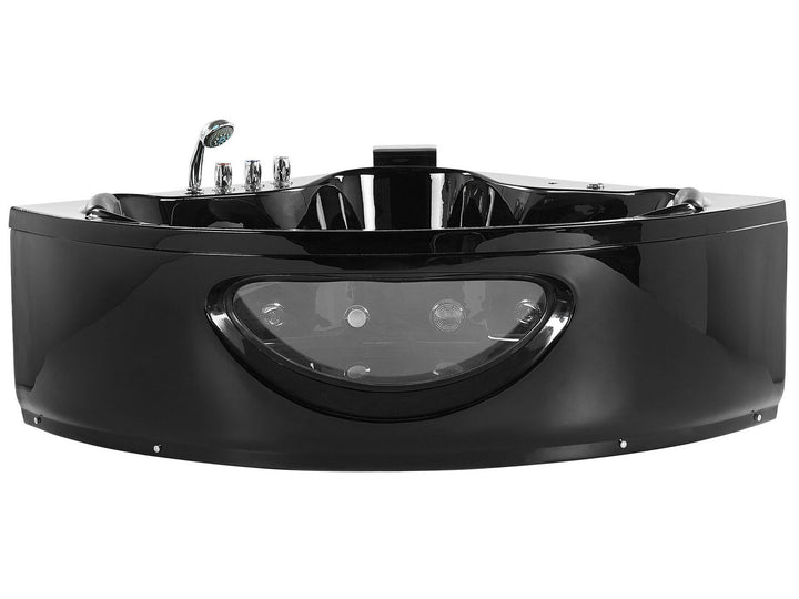 Whirlpool Corner Bath with LED 1900 x 1500 cm Black Tocoa