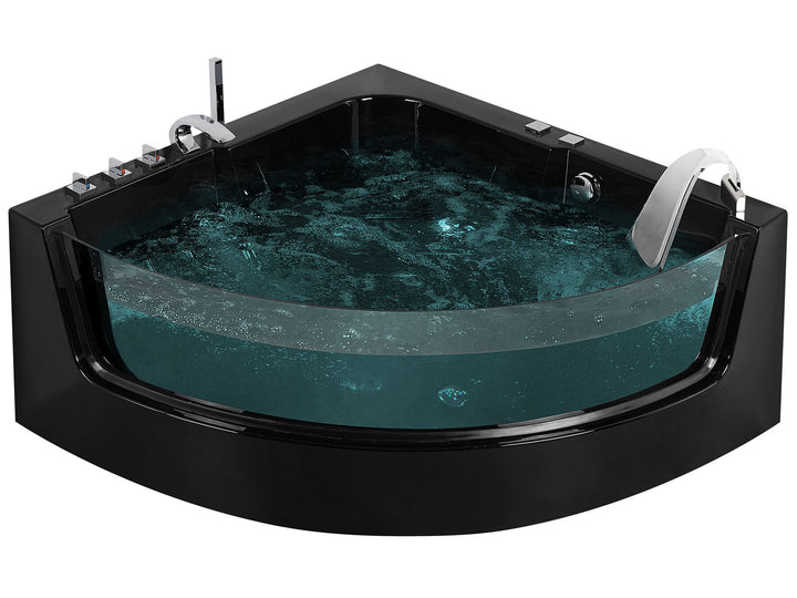 Whirlpool Bath with LED 1900 x 1350 mm Black Marina