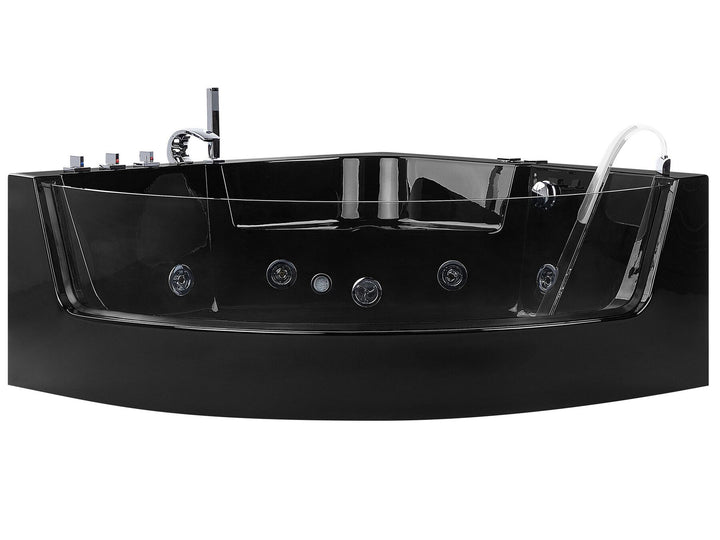 Whirlpool Bath with LED 1900 x 1350 mm Black Marina