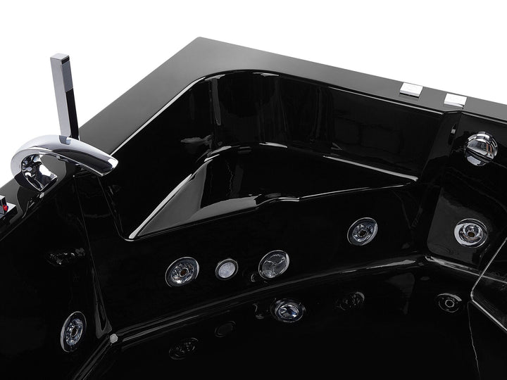 Whirlpool Bath with LED 1900 x 1350 mm Black Marina