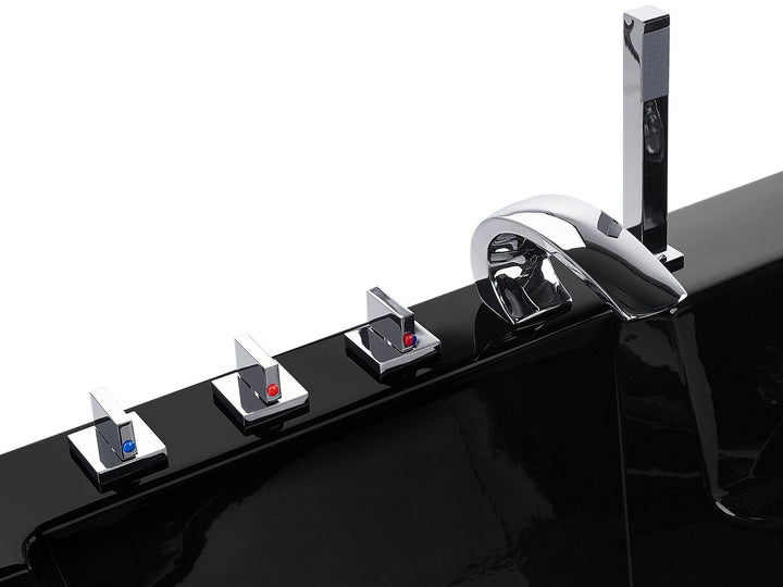 Whirlpool Bath with LED 1900 x 1350 mm Black Marina