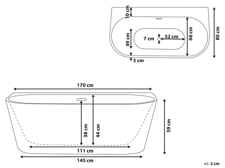 Bath 1700 x 800 mm Black Harvey