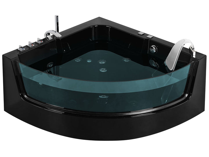 Whirlpool Bath with LED 1900 x 1350 mm Black Marina