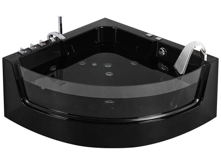Whirlpool Bath with LED 1900 x 1350 mm Black Marina