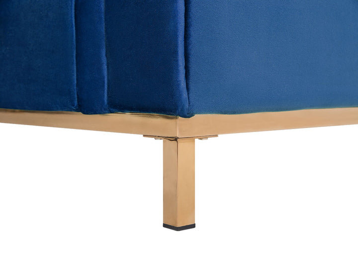 Oslo Right Hand Velvet Corner Sofa with Ottoman Navy Blue