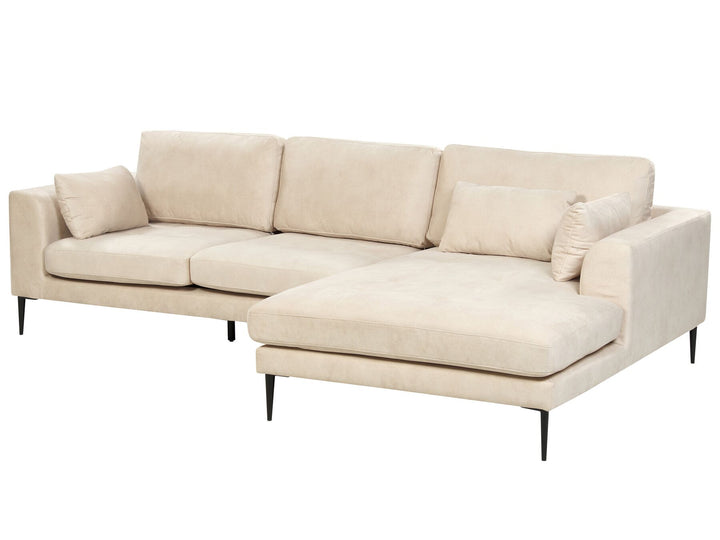 Flam Velvet Left Hand Corner Sofa Cream
