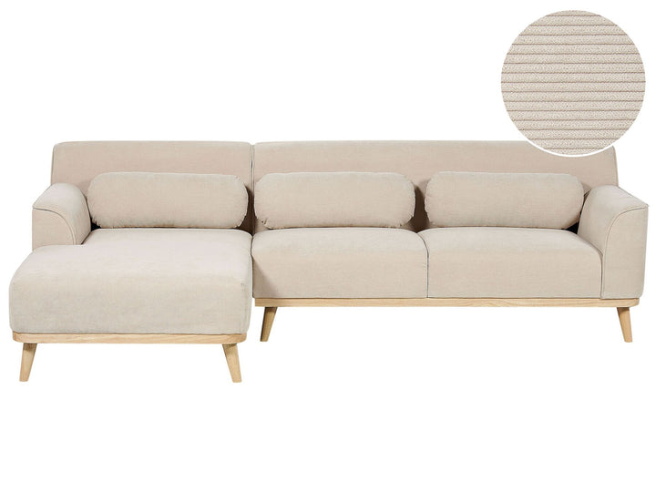 Simos Right Hand Jumbo Cord Corner Sofa Beige