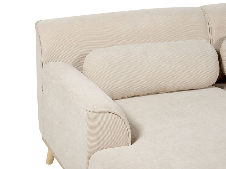 Simos Right Hand Jumbo Cord Corner Sofa Beige