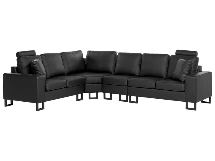 Stockholm II Right Hand Corner Leather Sofa Black