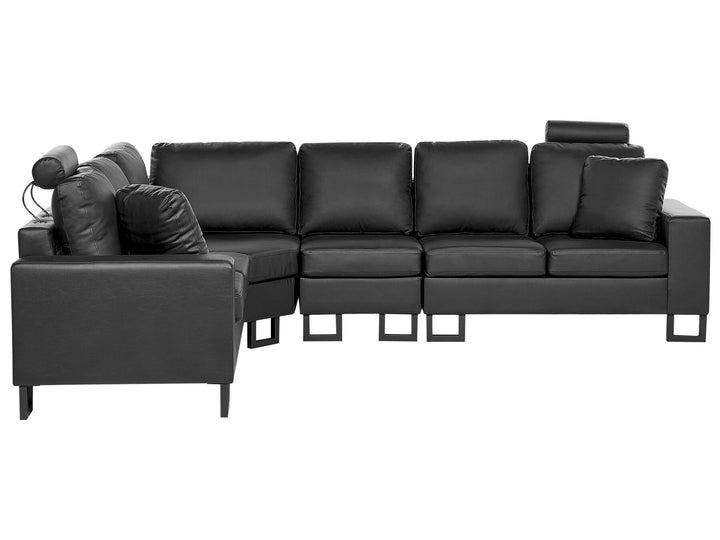 Stockholm II Right Hand Corner Leather Sofa Black