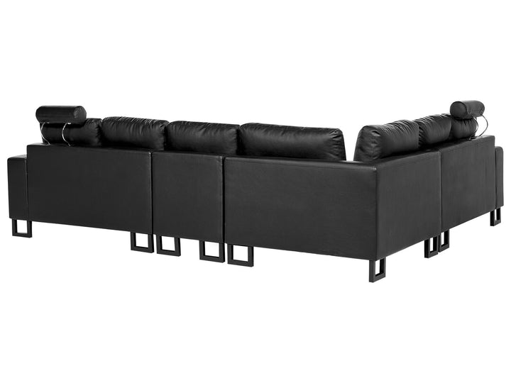 Stockholm II Right Hand Corner Leather Sofa Black