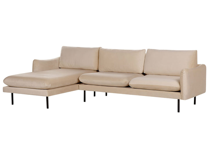Vinterbro Right Hand Velvet Corner Sofa Beige