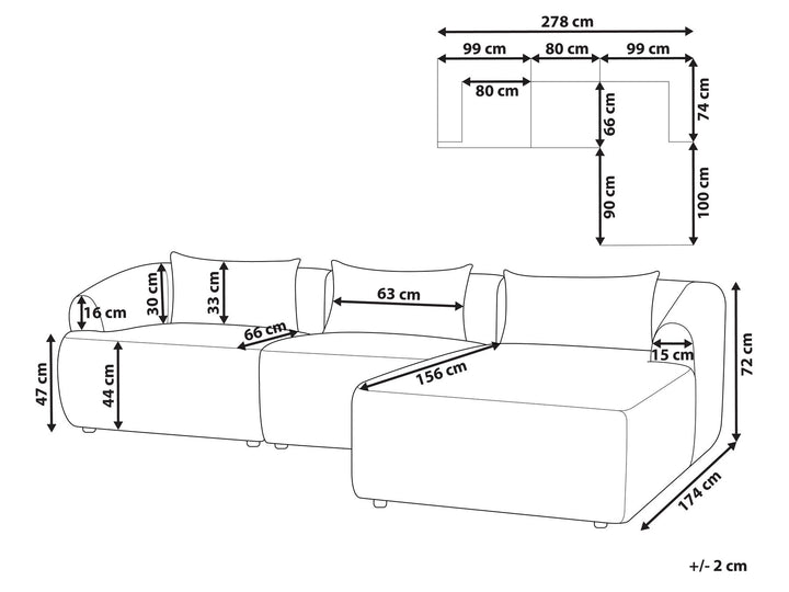 Svansele Left Hand Boucle Corner Sofa White