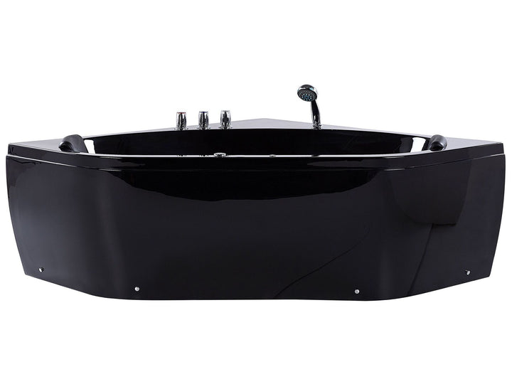 Whirlpool Corner Bath with LED 1400 x 1400 mm Black Meves