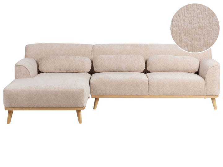 Simos Right Hand Chenille Corner Sofa Beige