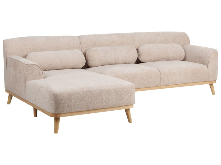 Simos Right Hand Chenille Corner Sofa Beige
