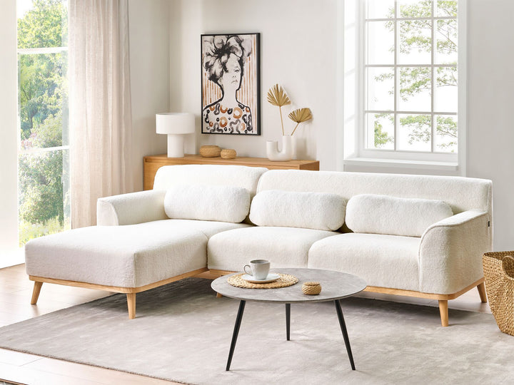 Simos Right Hand Boucle Corner Sofa White
