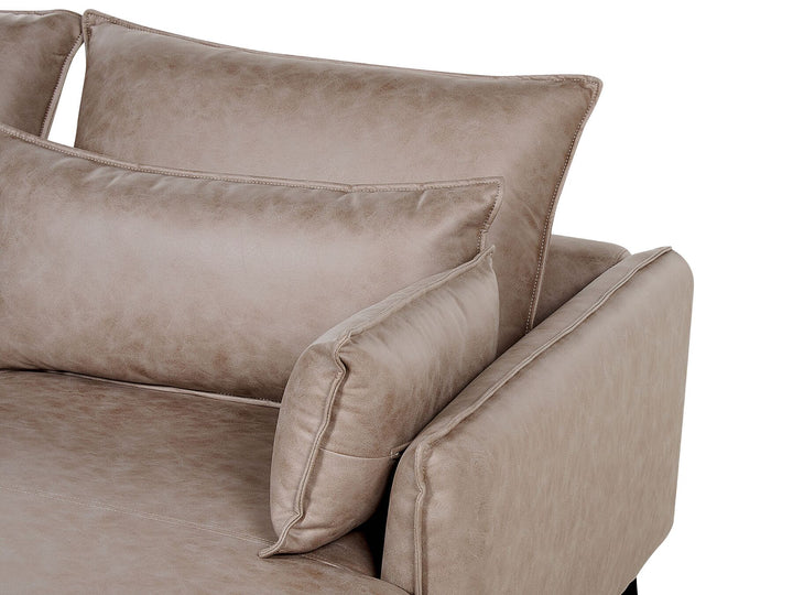 Gallo Right Hand Faux Suede Corner Sofa Light Brown